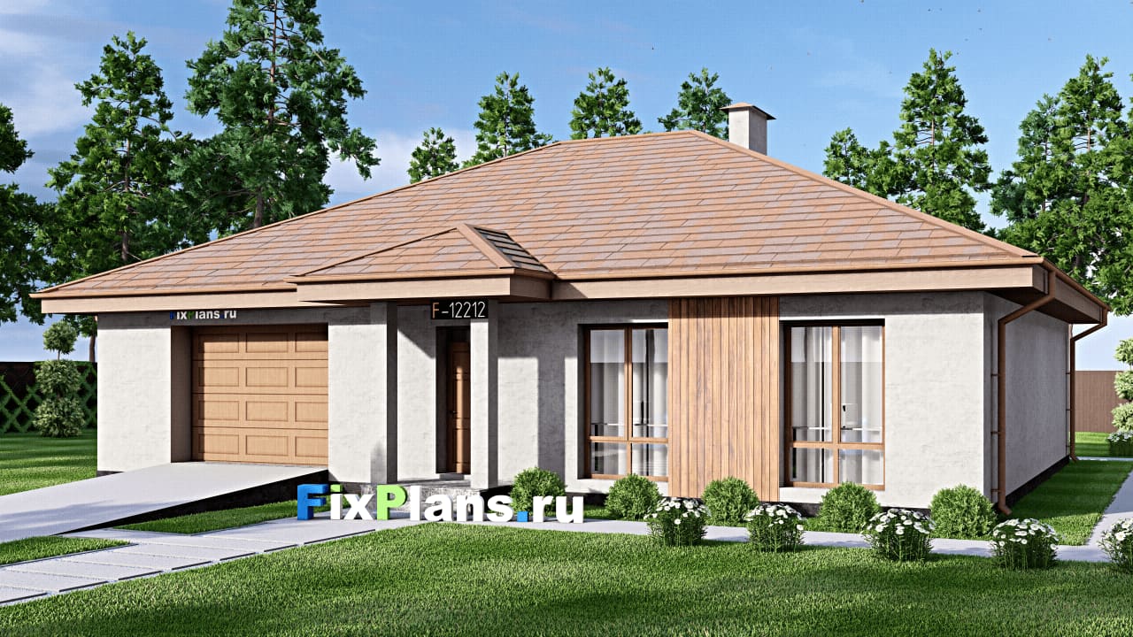 Одноэтажный дом F-12212 — фасад