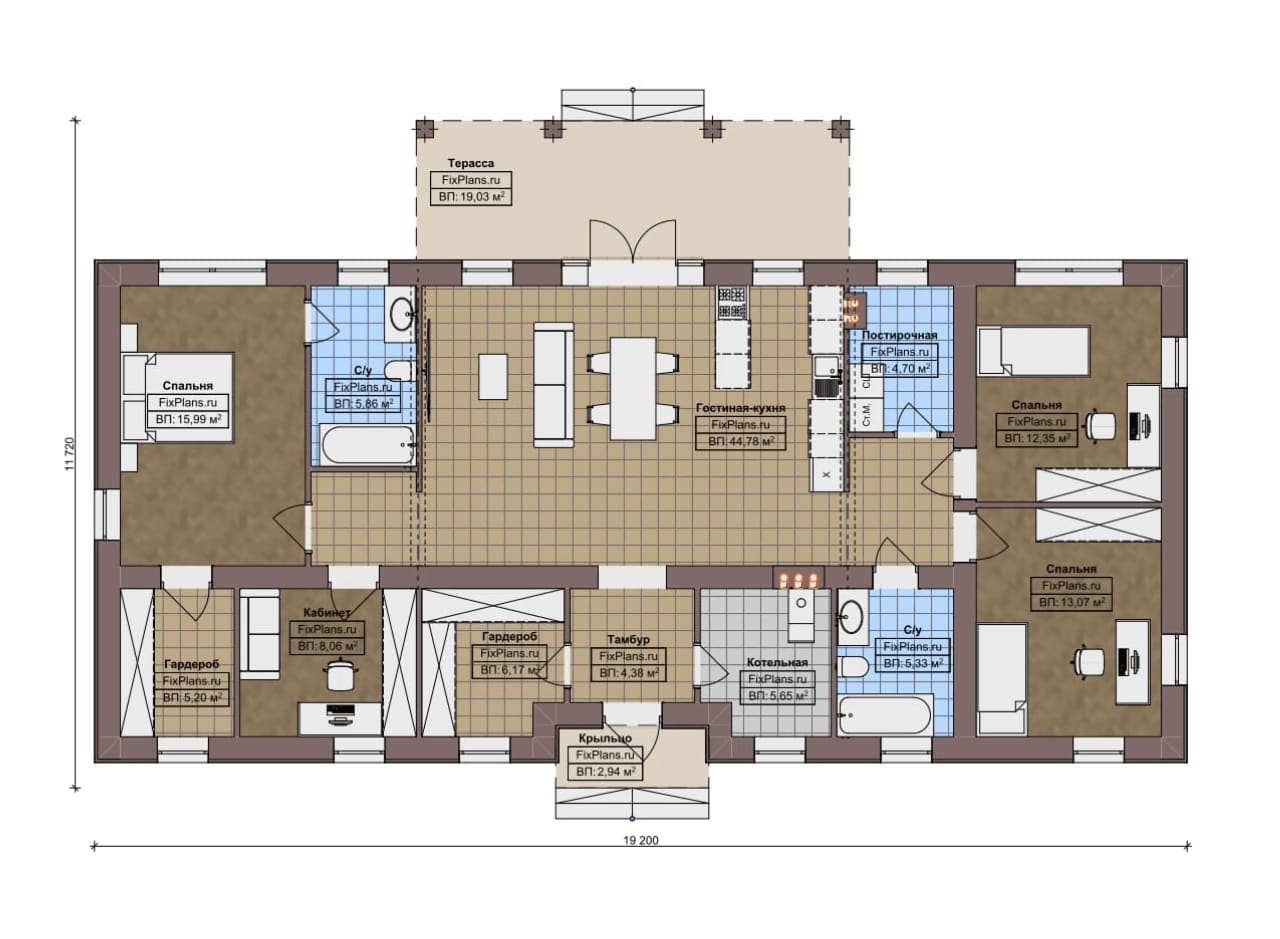 Планировка Одноэтажный дом F-13931