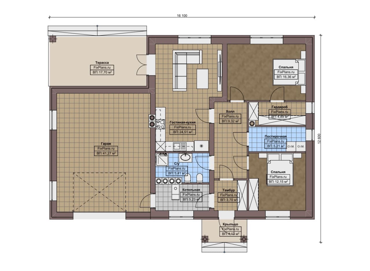 Планировка Одноэтажный дом F-14525