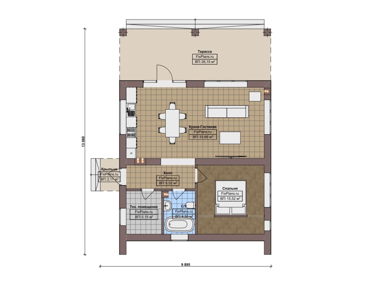 Планировка Одноэтажный дом F-18044