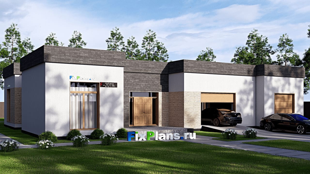Одноэтажный дом F-20114 — фасад