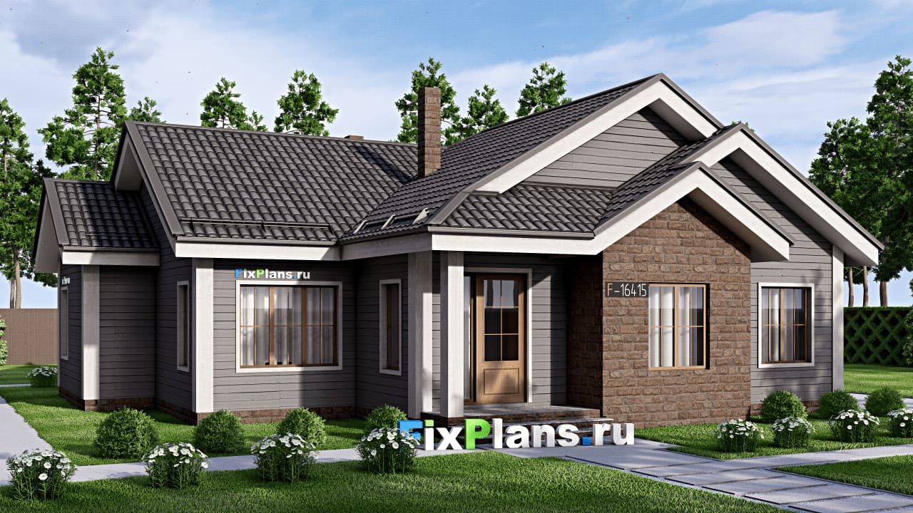 Одноэтажный дом F-16415 — фасад
