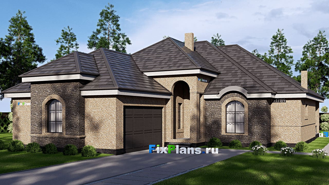 Одноэтажный дом F-17189 — фасад