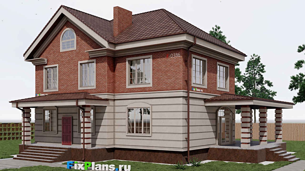 Двухэтажный дом F - 0386 — фасад