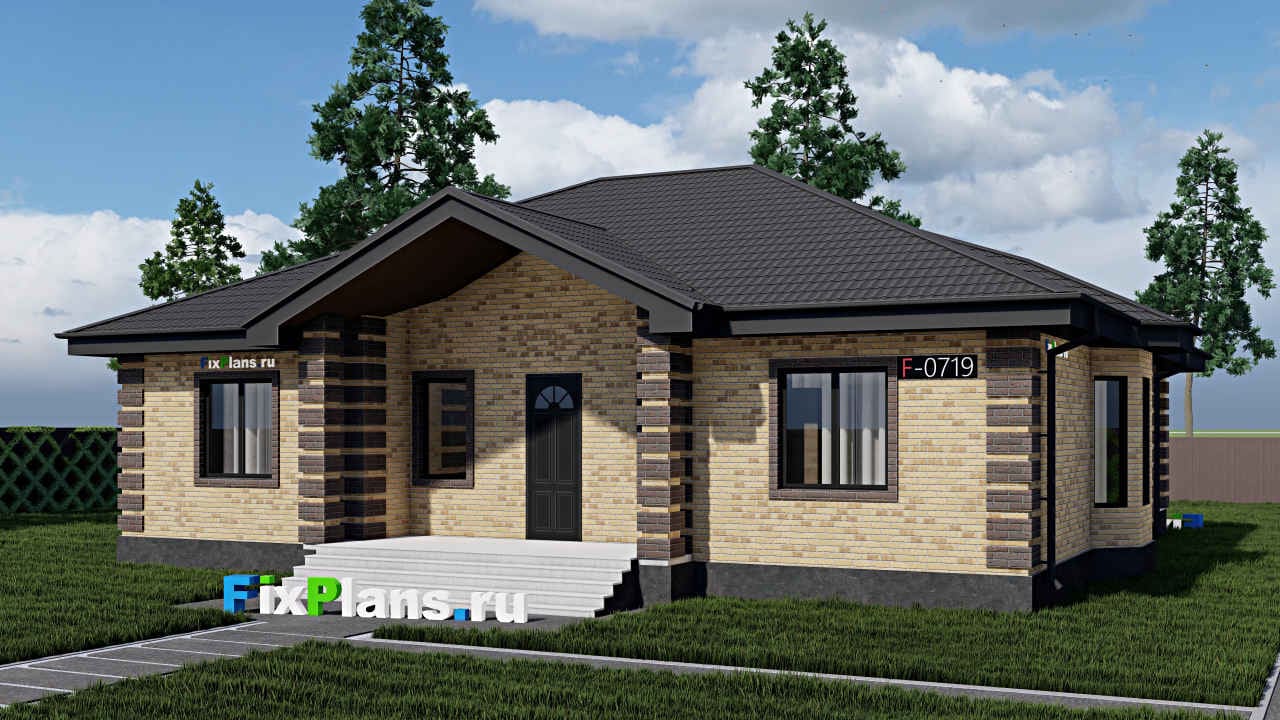 Одноэтажный дом F - 0719 — фасад